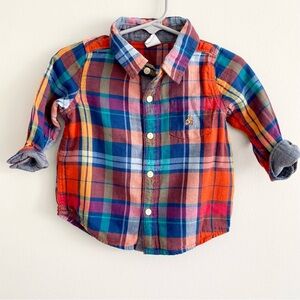 Gap Baby Plaid Button Down Shirt Size 6-12 Months
